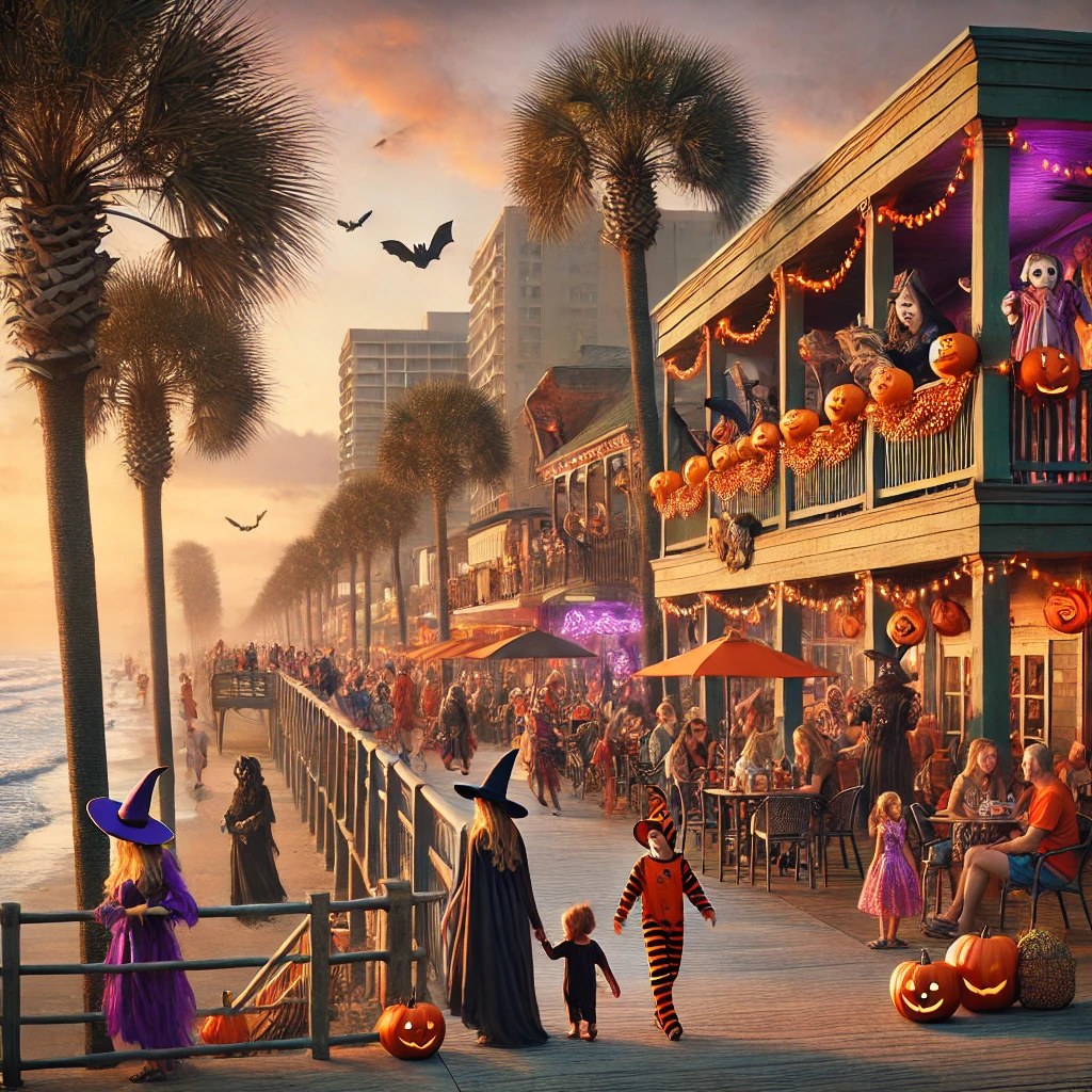 AI-generated image of the boardwalk for Halloween in Myrtle Beach